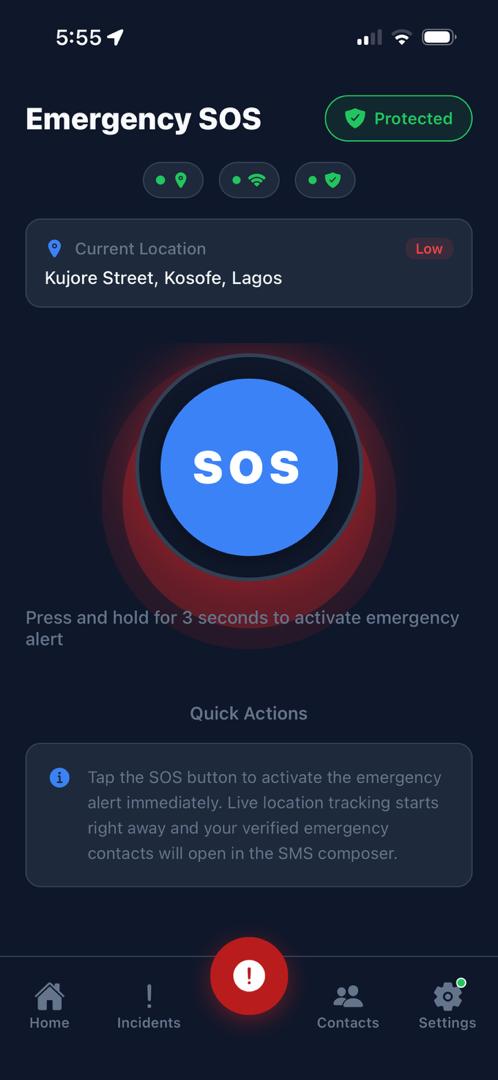 MyArmy app SOS screen